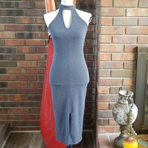 Mock Neck Bodycon Midi Dress